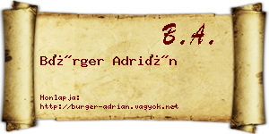 Bürger Adrián névjegykártya