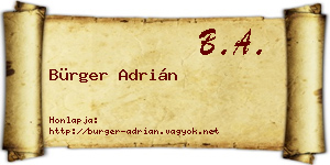 Bürger Adrián névjegykártya