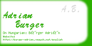 adrian burger business card